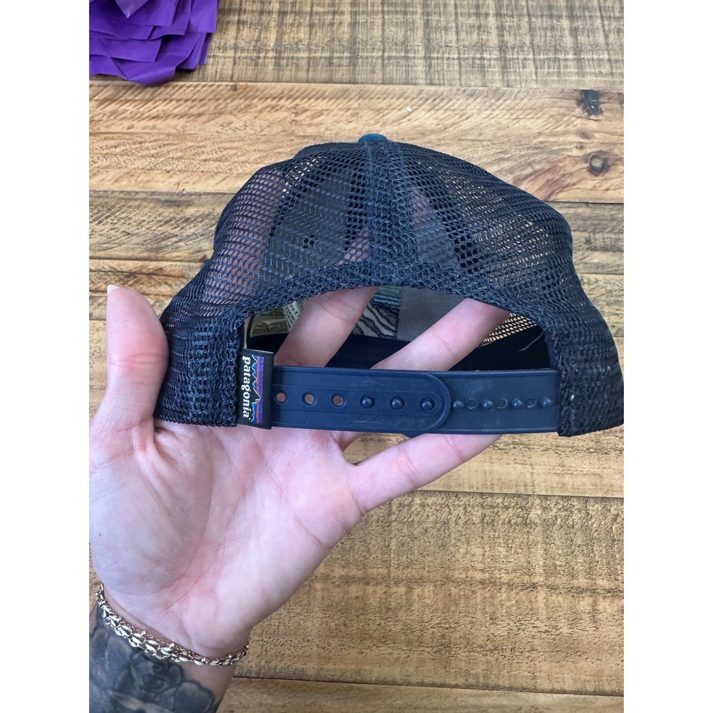 Patagonia trucker hat embroidered mountain logo adjustable snapback blue‎ mesh - Picture 6 of 6